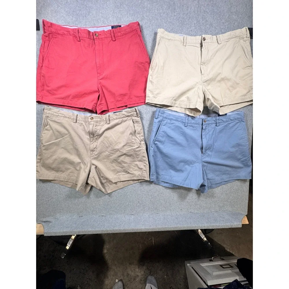 Polo Ralph Lauren Mens Chino Shorts Bundle 4 Pairs Red Blue Tan Khaki Size 40